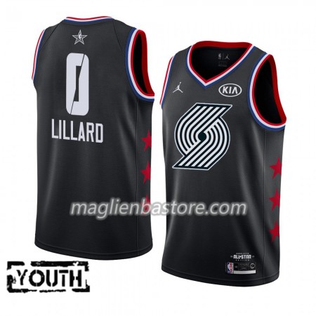 Maglia Portland Trail Blazers Damian Lillard 0 2019 All-Star Jordan Brand Nero Swingman - Bambino